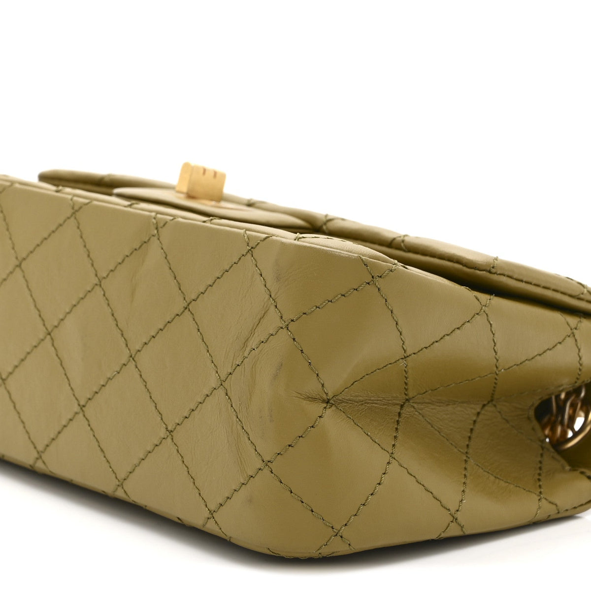 Aged Calfskin Quilted 2.55 Reissue 224 Flap Khaki