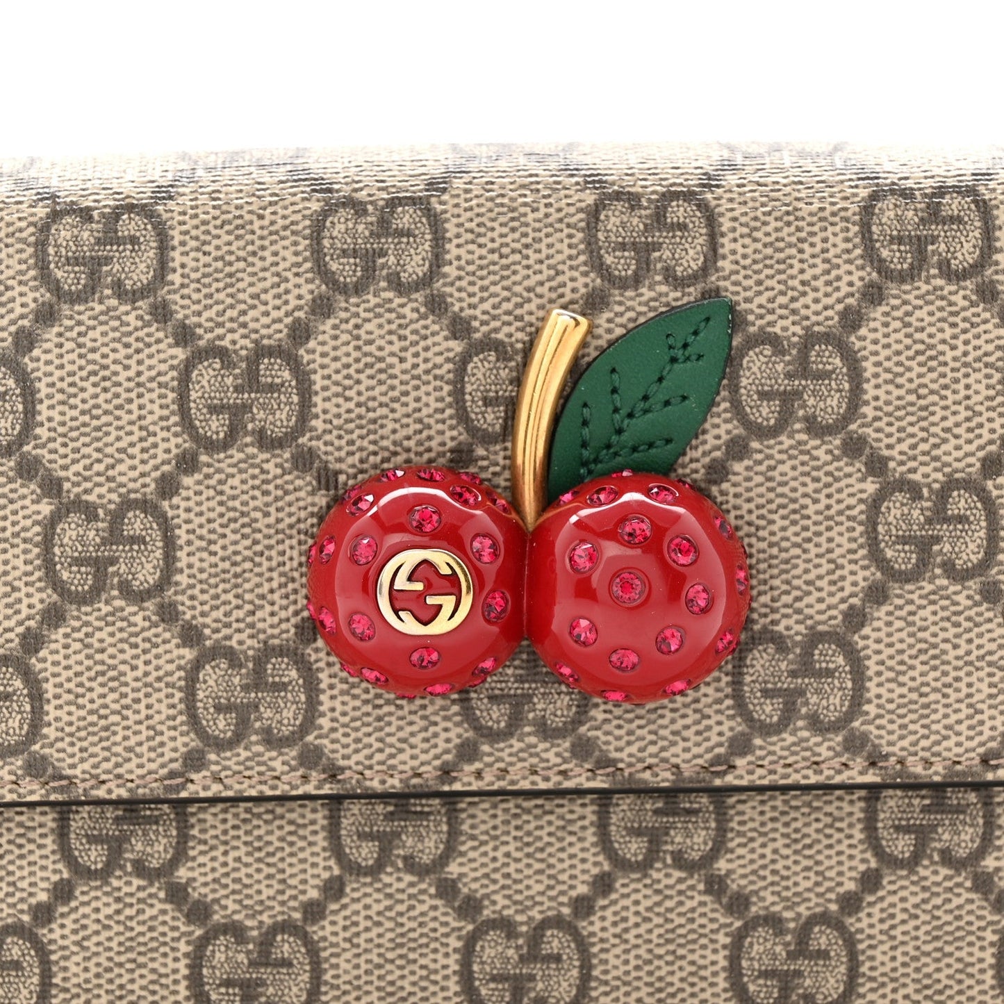 GG Supreme Monogram Mini Cherry Chain Bag