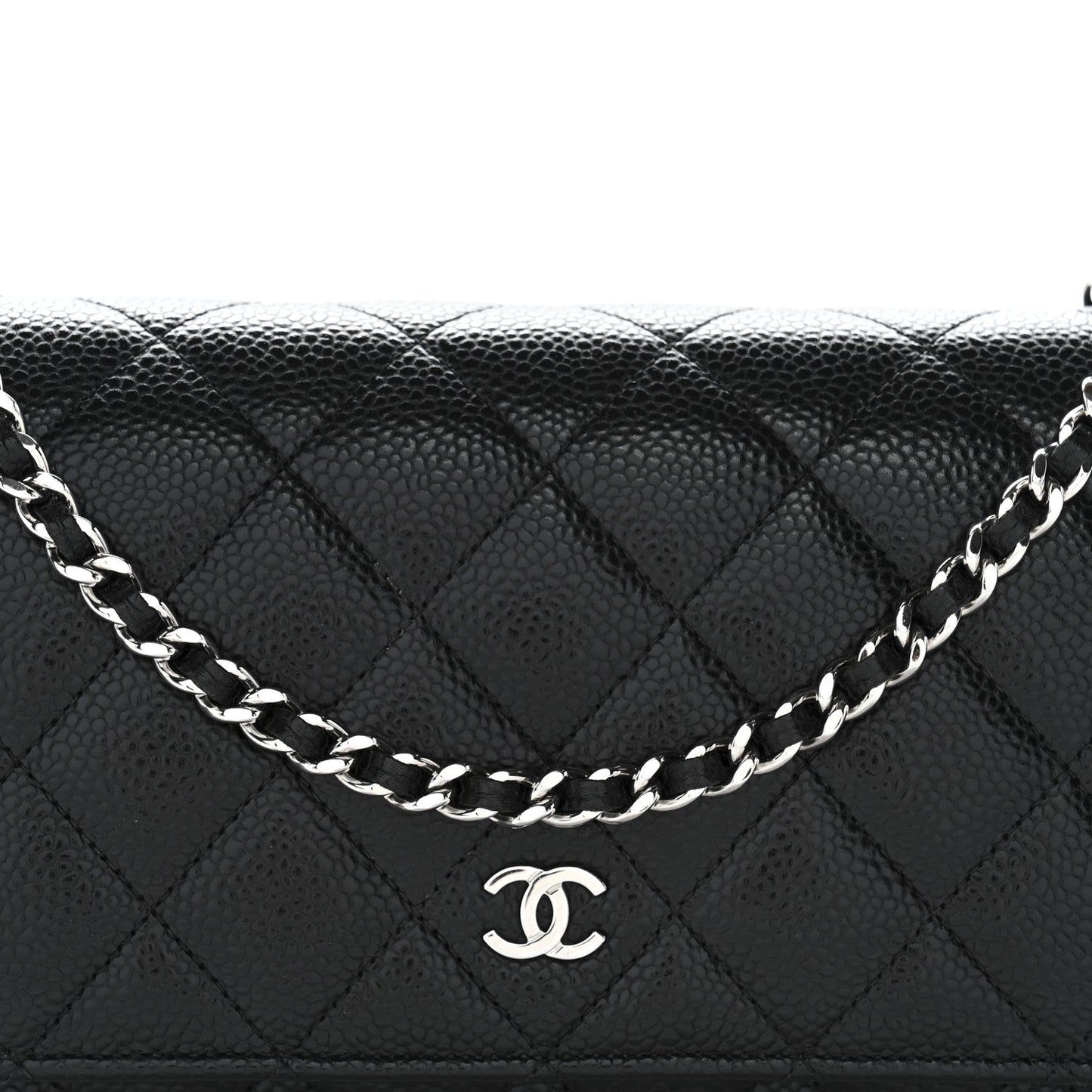 Caviar Quilted Wallet on Chain WOC Black