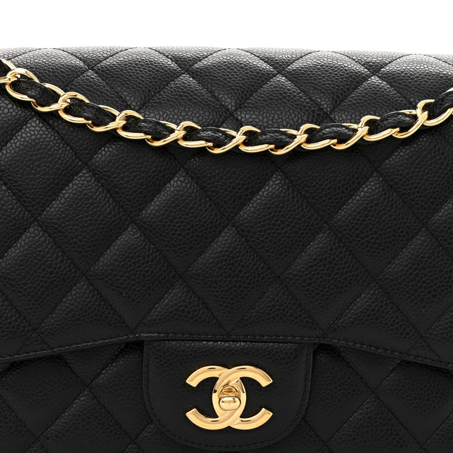 Caviar Quilted Jumbo Double Flap Black