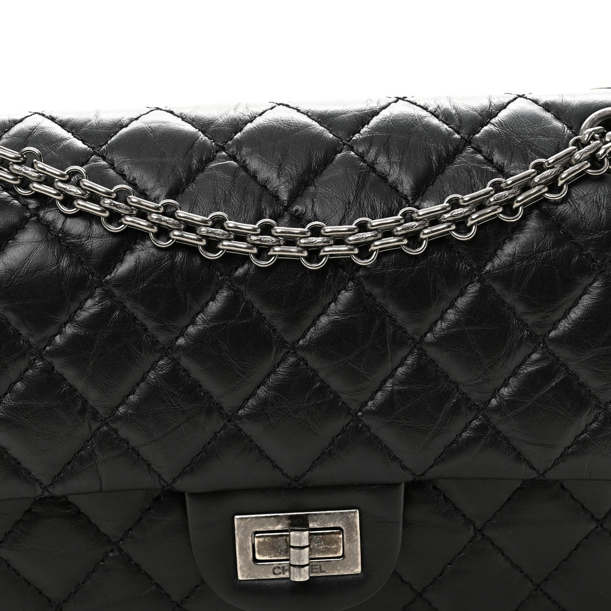 Aged Calfskin Quilted 2.55 Reissue 225 Flap Black