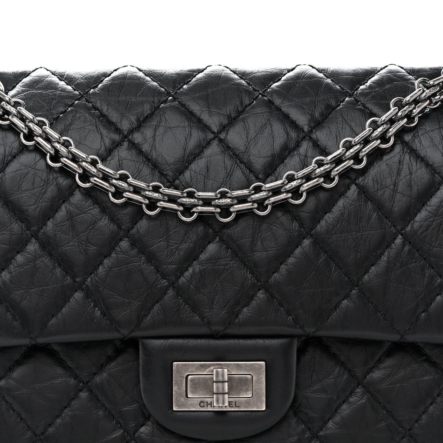 Aged Calfskin Quilted 2.55 Reissue 225 Flap Black