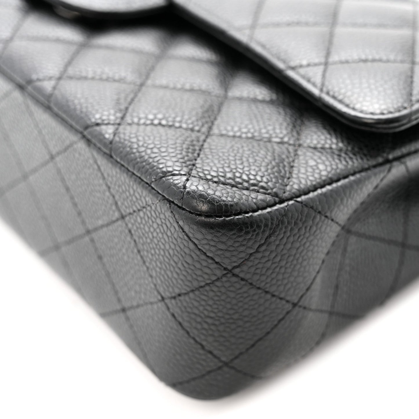 Caviar Quilted Medium Double Flap Black