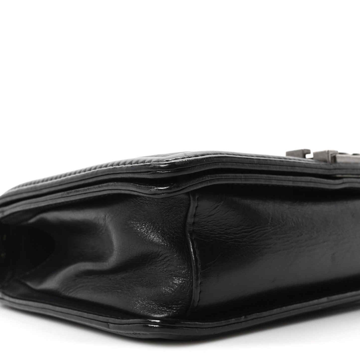 Calfskin Crystal Embossed Medium Boy Flap Black