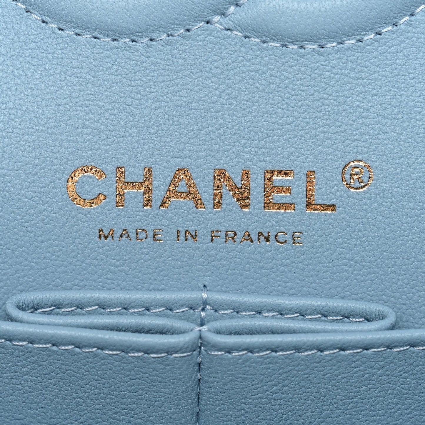 Caviar Quilted Small Double Flap Light Blue