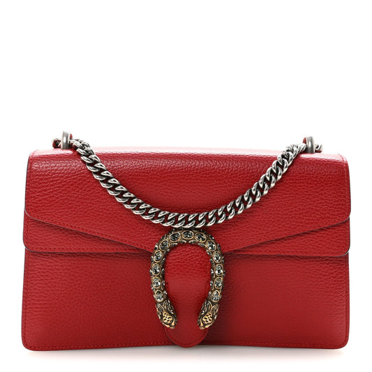 Dollar Calfskin Swarovski Crystal Small Dionysus Shoulder Bag Hibiscus Red