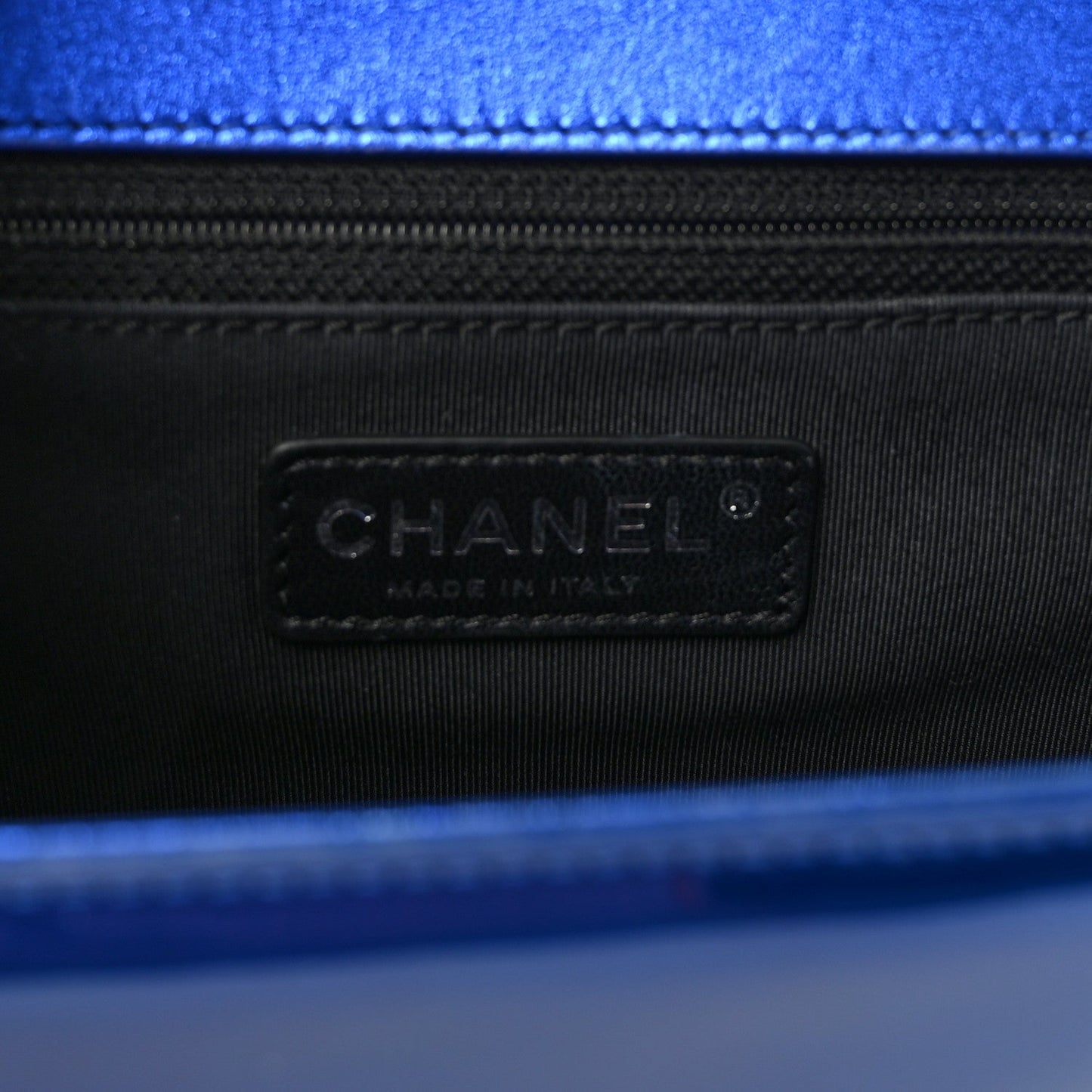 Metallic Patent Quilted New Medium Boy Flap Blue