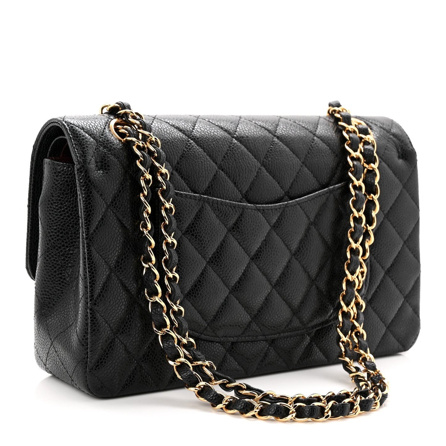 Caviar Quilted Medium Double Flap Black