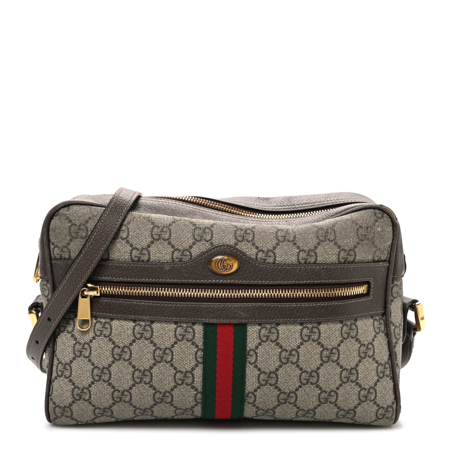 GG Supreme Monogram Web Small Ophidia Shoulder Bag Brown