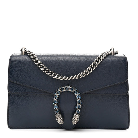 Dollar Calfskin Crystal Small Dionysus Shoulder Bag Blue Agata Montana Sapphire