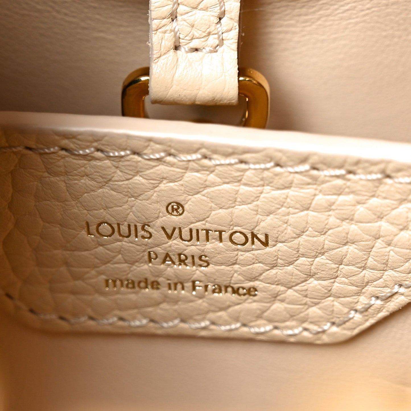 Tweed Taurillon Capucines BB Beige