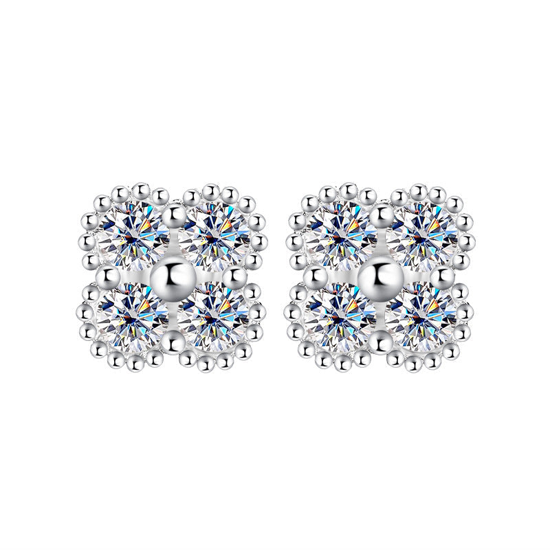 Moissanite Dainty Clover Necklace Bracelet Earrings