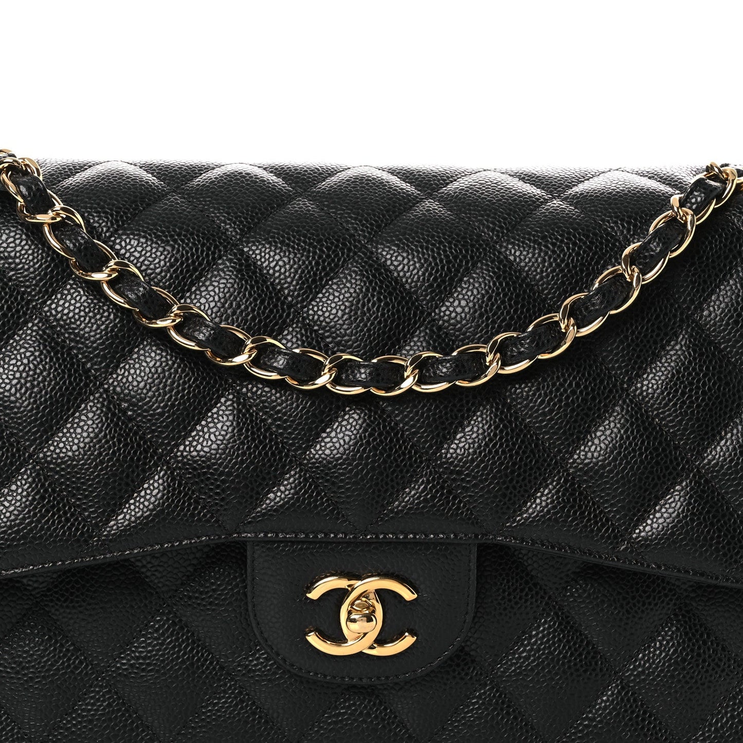 Caviar Quilted Jumbo Double Flap Black